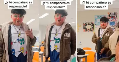 Joven llega a la escuela vestido de payasito.