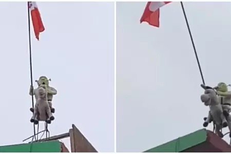 Fiestas Patrias: Shrek sostiene la bandera en lugar de Alfonso Ugarte