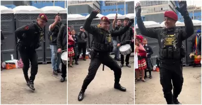 Polica cautiva al bailar danza tradicional del Cusco