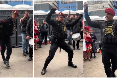 Polica cautiva al bailar danza tradicional del Cusco