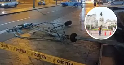 Amputan pierna a hombre que le cay un poste en Plaza San Martn.