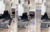 Por celos? Mujer GRITA a su novio en aeropuerto y usuarios reaccionan: "Huye de ah, hermano"