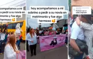 Joven pide matrimonio a su novia con desfile en la calle y un pavo: "Se olvid del anillo?"