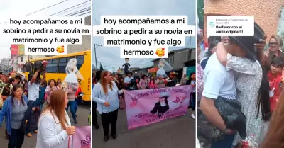 Joven pide la mano de su novia con desfile.