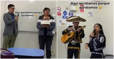 Estudiantes arman fiesta sorpresa con mariachis para su profesor