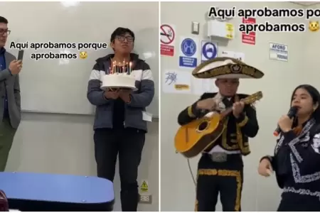 Estudiantes arman fiesta sorpresa con mariachis para su profesor