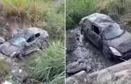 Lamentable! Al menos cinco heridos dej la cada de un auto al barranco en Trujillo