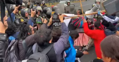 Enfrentamientos entre manifestantes y polica este 28 de julio.