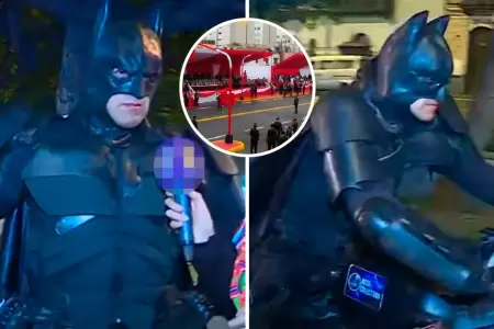 Batman presente previo al desfile militar por Fiestas Patrias.