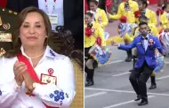 Sorprendida? As reaccion Dina Boluarte al desfile de escolares al ritmo de 'Pobre Diabla'