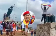 Protestas en Venezuela: Manifestantes derriban estatuas del expresidente Hugo Chvez