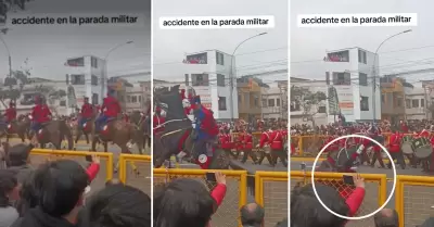 Caballo cae sobre su jinete en Desfile Cvico Militar.