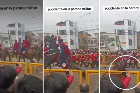 Caballo cae sobre su jinete en Desfile Cvico Militar.