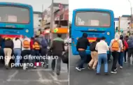 Pasajeros terminan empujando bus AVERIADO para llegar a sus trabajos: "La unin hace la fuerza"