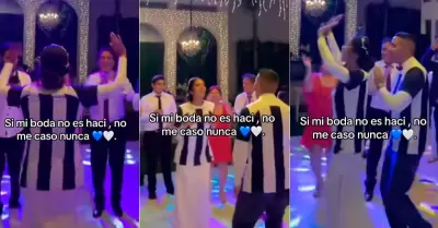 Pareja festeja su boda con cancin de Alianza Lima.