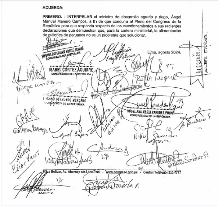 Moción de interpelación contra Ángel Manero.