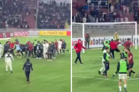 Revelan imgenes de la pelea entre jugadores de la U y Melgar.