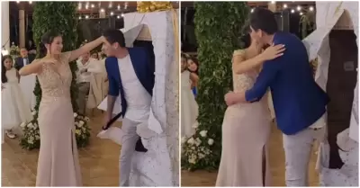 Daniel Lazo aparece como regalo gigante en boda