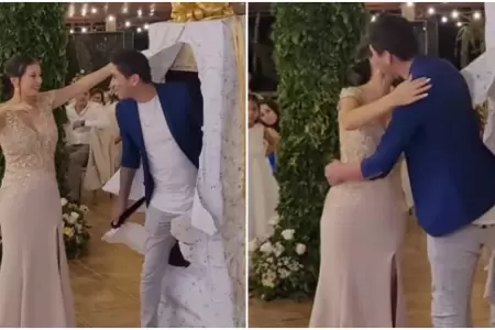 Daniel Lazo aparece como regalo gigante en boda