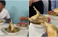 Pareja sorprende en su boda sirviendo una gallina entera en la sopa para cada invitado