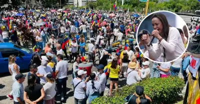 Mara Corina Machado lidera marcha contra Nicols Maduro.