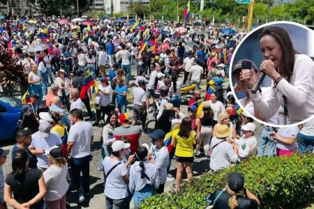 Mara Corina Machado lidera marcha contra Nicols Maduro.