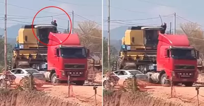 Hombre recibe descarga elctrica por tocar cables de alta tensin.