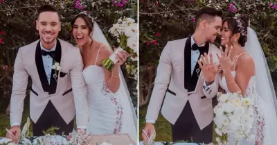 Melissa Paredes y Anthony Aranda felices por su boda civil.