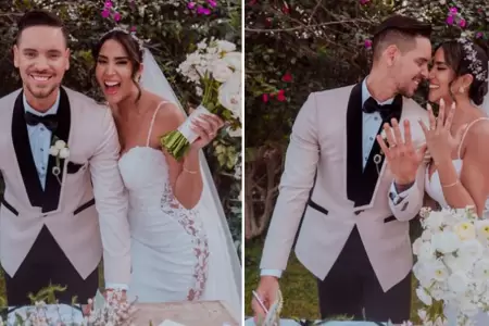 Melissa Paredes y Anthony Aranda felices por su boda civil.