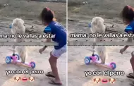 Perrito ENTERNECE al subirse a una scooter y jugar al lado de una nia: "Firulais consentido"