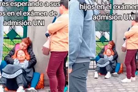 Madres dormidas en examen de admisin UNI.