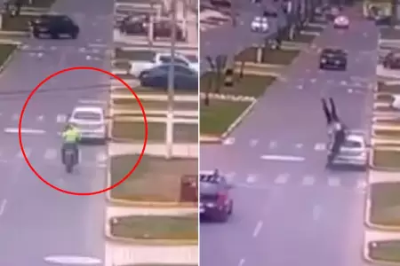 Polica herido tras chocar su moto con auto estacionado.