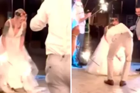 Novio prendi fuego accidentalmente al vestido de su pareja.