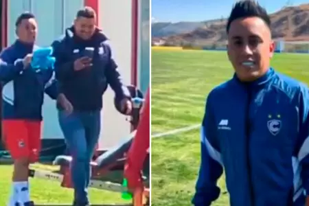 Christian Cueva en su primer entrenamiento con Cienciano.