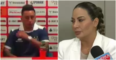 Cienciano recibe a Christian Cueva, Pamela Lpez lo acusa de agresin