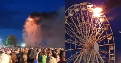 Rueda de la fortuna se incendia en Alemania y deja ms de 20 heridos.