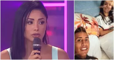 Pamela Franco sobre foto de Christian Cueva y Rosngela Espinoza