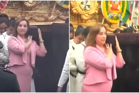 Dina Boluarte carga anda de Santa Rosa de Lima