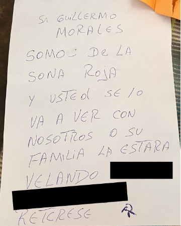 Delincuentes amenazan a alcalde Morales Snchez pidiendo su renuncia al cargo.