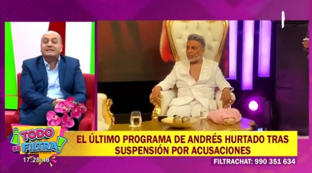 Imgenes exclusivas de lo que hacia Andrs Hurtado en su ltimo programa - Fuente: Panamericana TV