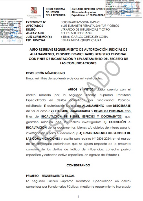 Resolucin del Poder Judicial acerca del caso de Andrs Hurtado.