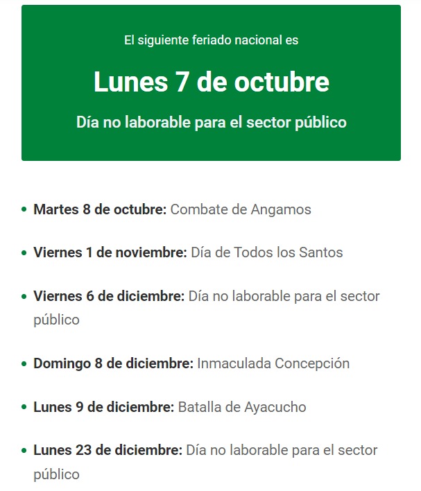 Feriado largo en octubre de 2024.