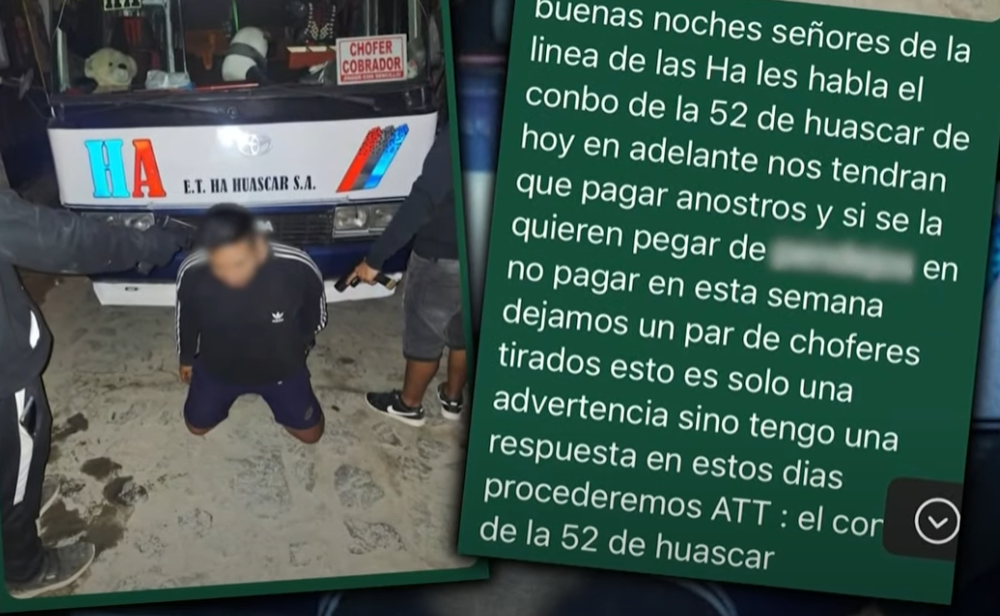 Banda criminal 'El Combo de la 52 de Huscar' mandan mensaje extorsivo a E.T. HA Huasca S.A.