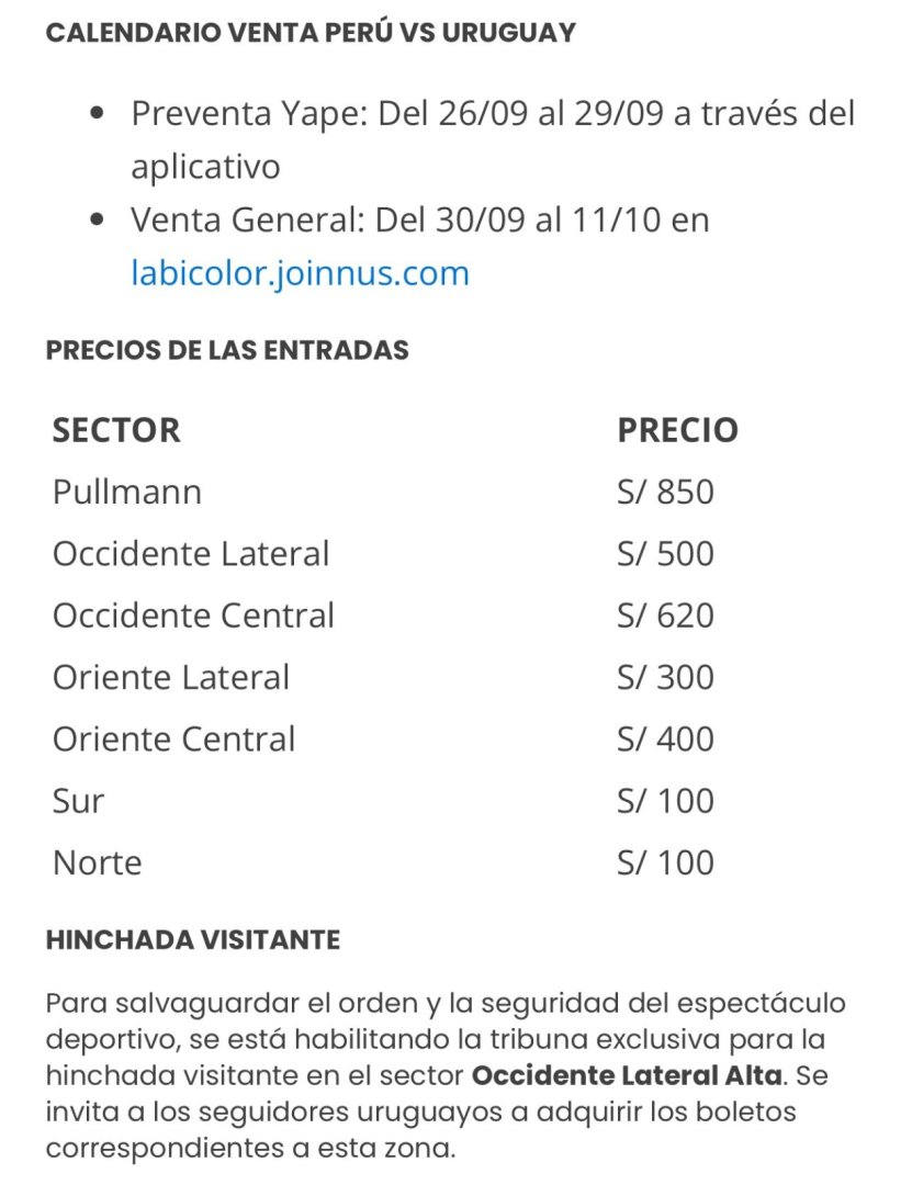 FPF arranc la preventa de entradas para el Per vs. Uruguay.