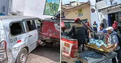 Triple choque en centro histrico del Cusco deja 5 heridos.