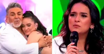 Daniela Darcourt responde por abrazo a Andrs Hurtado.