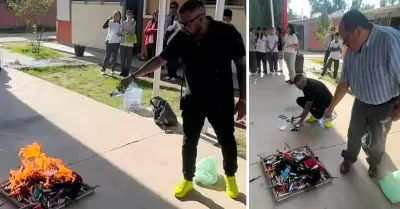 Secundaria decomisa y quema celulares de sus alumnos.