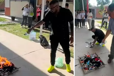 Secundaria decomisa y quema celulares de sus alumnos.