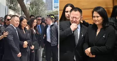 Reaccin de Keiko y Kenji durante el traslado del fretro de Fujimori.