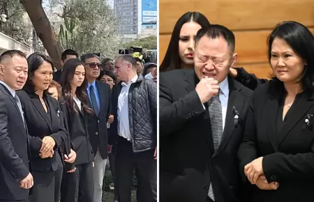 Reaccin de Keiko y Kenji durante el traslado del fretro de Fujimori.